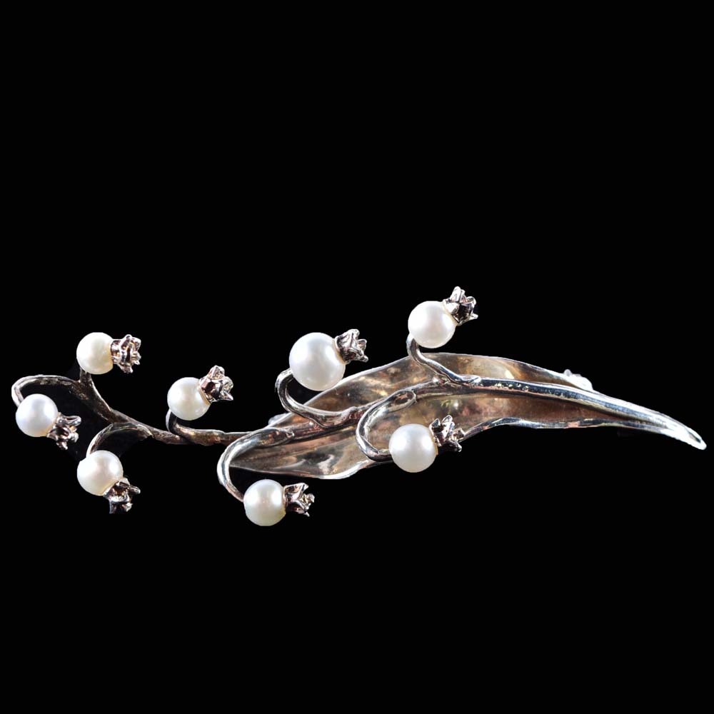 Sterling and Pearl Brooch