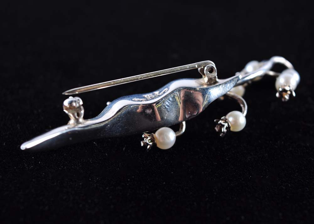 Sterling and Pearl Brooch