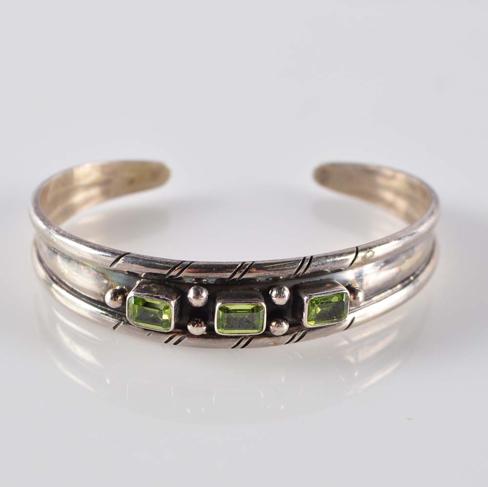 Sterling and Peridot Cuff Bracelet