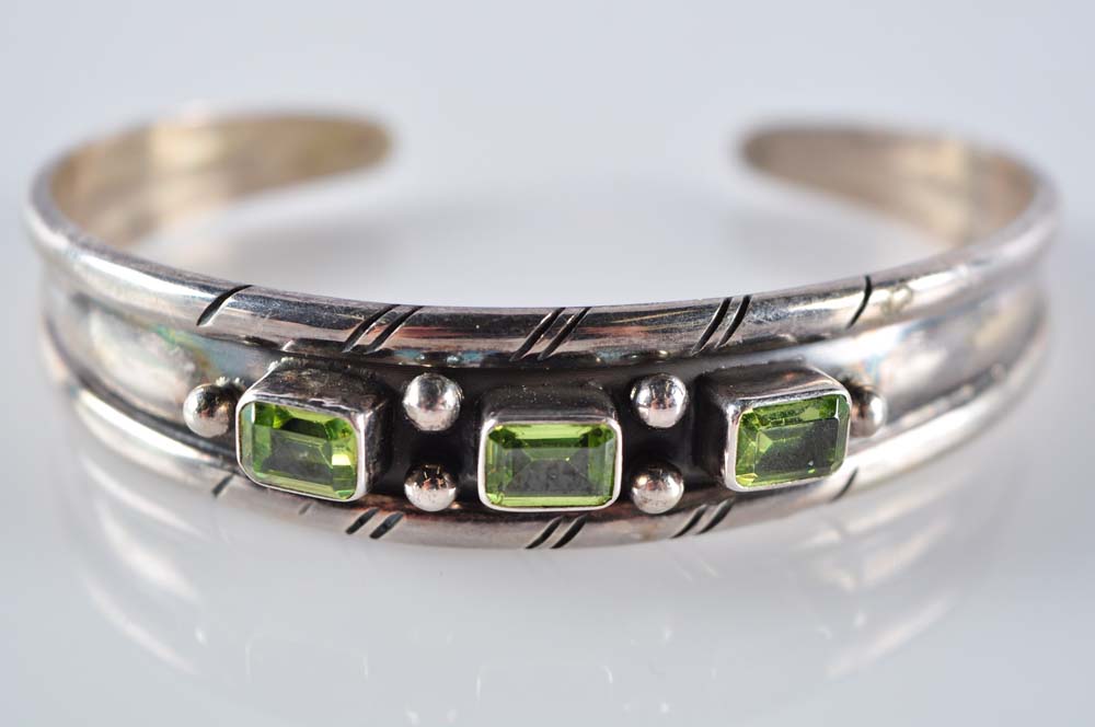 Sterling and Peridot Cuff Bracelet