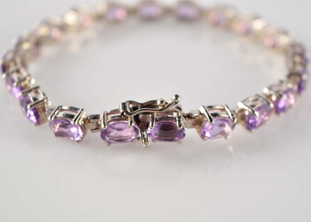 Sterling and Amethyst Bracelet
