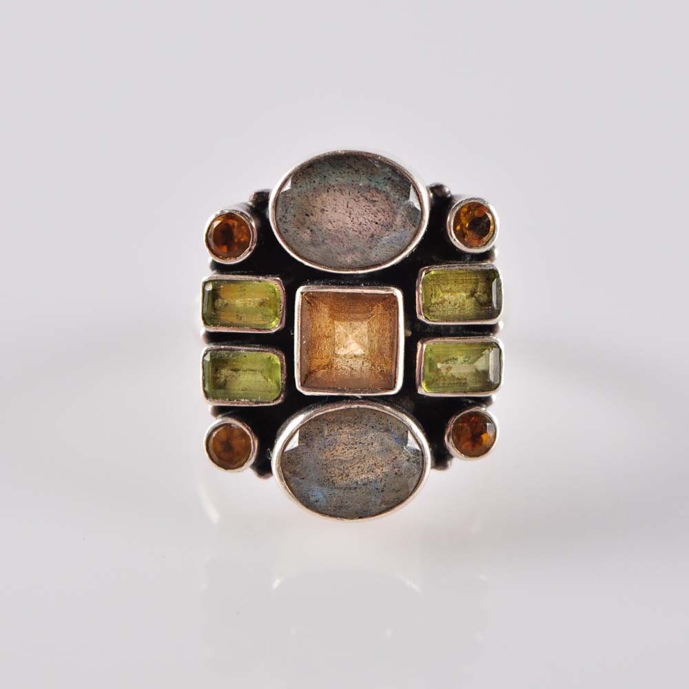 Multi-Gemstone Ring and Earring Set