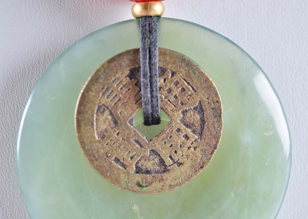 Green Chalcedony Pendant on Silk Cord