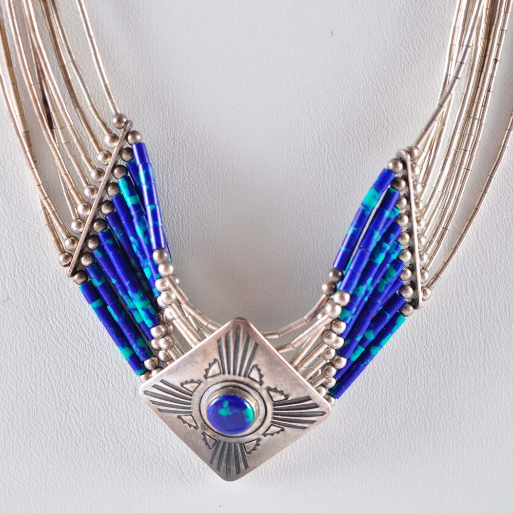 Simulated Lapis Lazuli Liquid Silver Jewelry Grouping