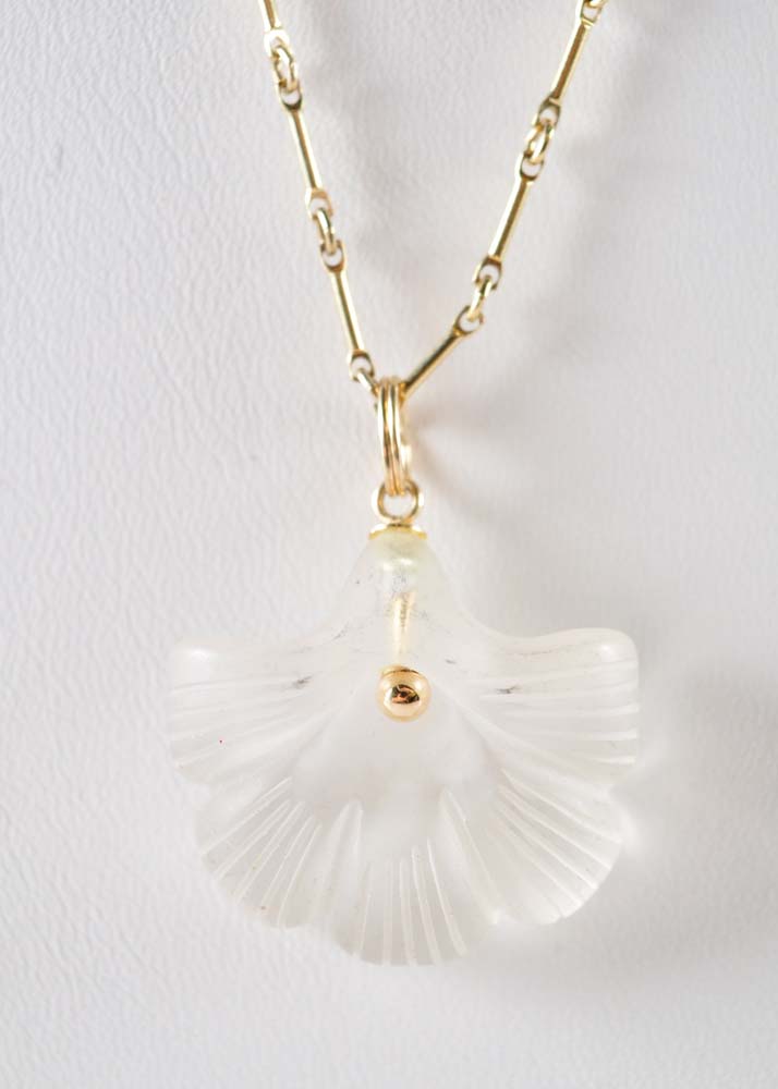 Carved Crystal and Gold-Filled Necklace