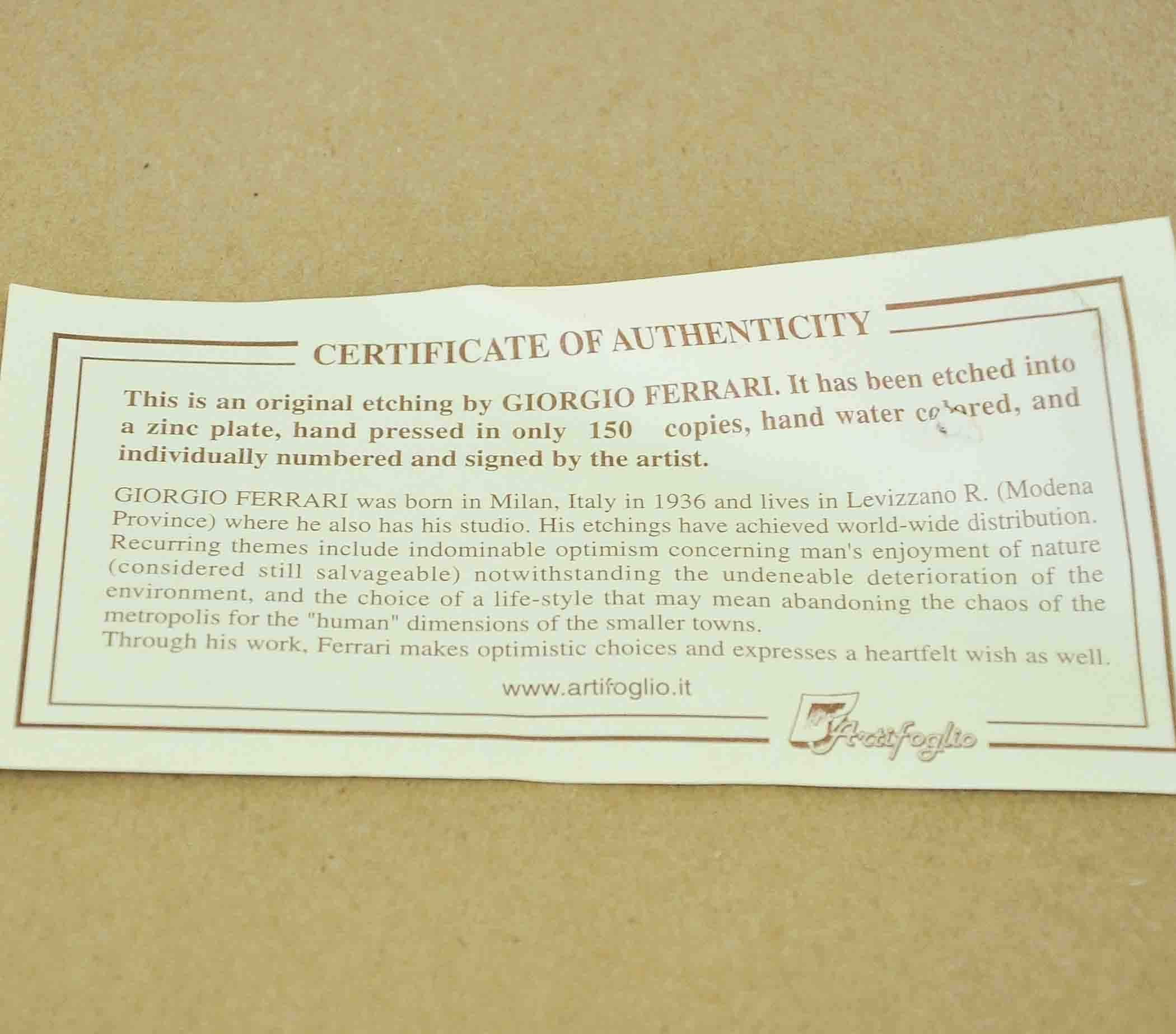 Set of Three Giorgio Ferrari Limited Edition Etchings