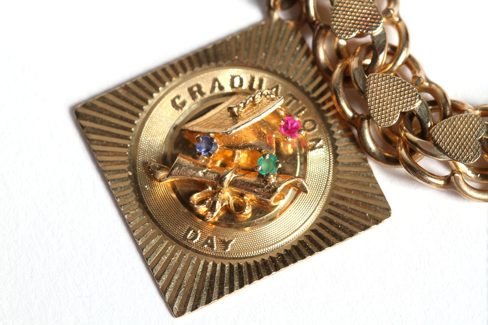 14K Gold Vintage Charms on Gold Filled Bracelet