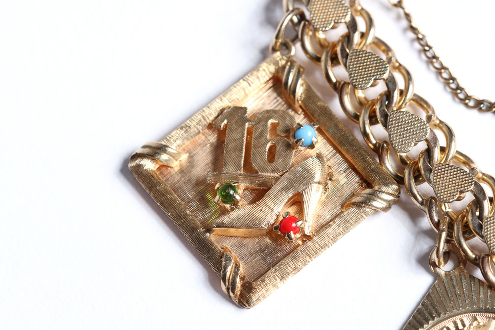 14K Gold Vintage Charms on Gold Filled Bracelet