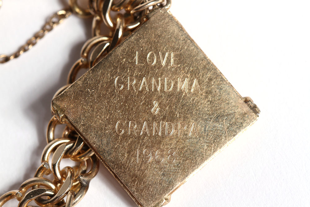 14K Gold Vintage Charms on Gold Filled Bracelet