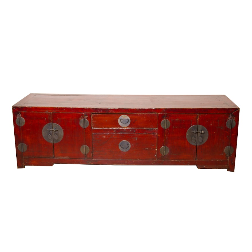 Red Lacquer Asian Sideboard
