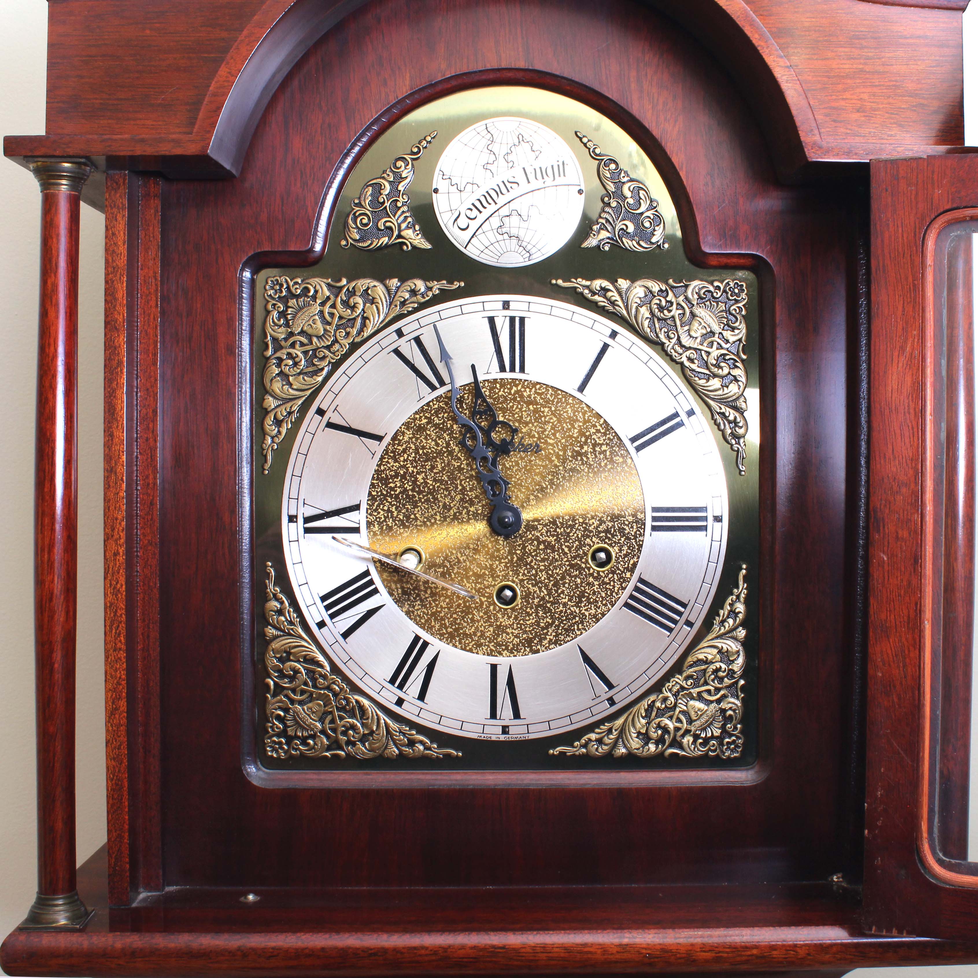 Vintage German Tempus Fugit Grandfather Clock