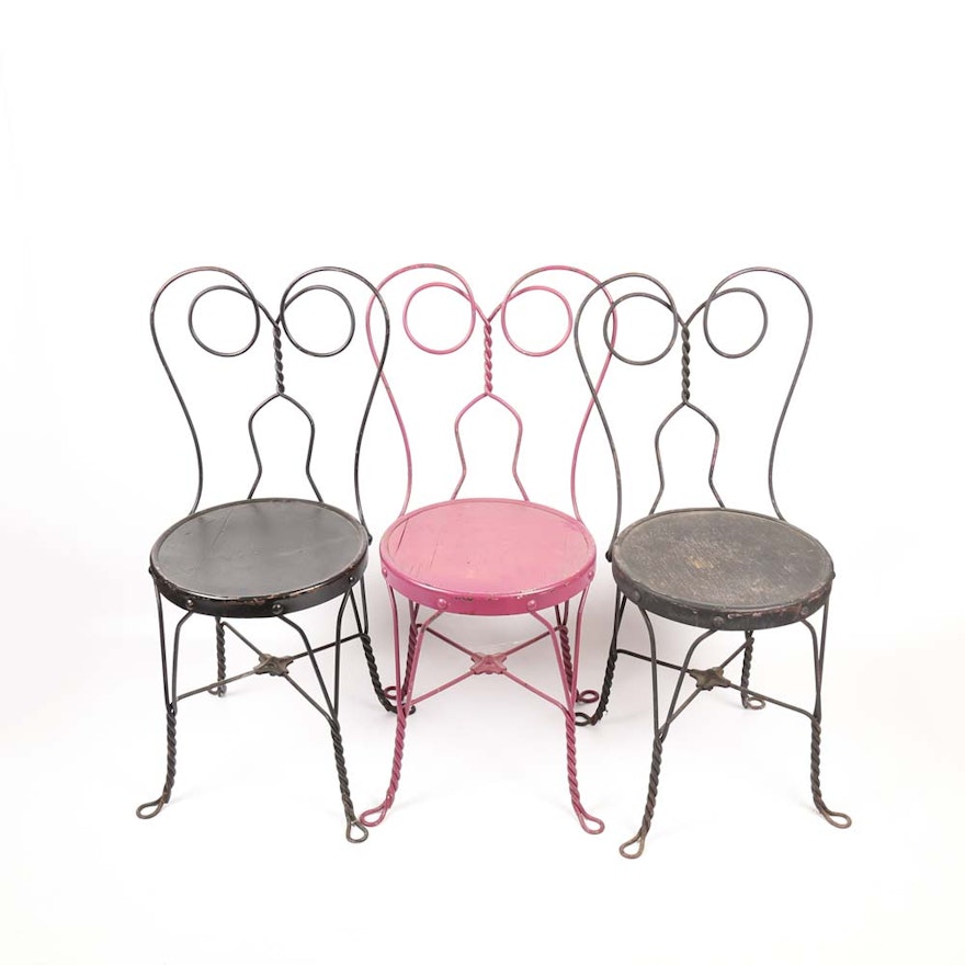 Vintage Wrought Iron Ice Cream Parlor Chairs