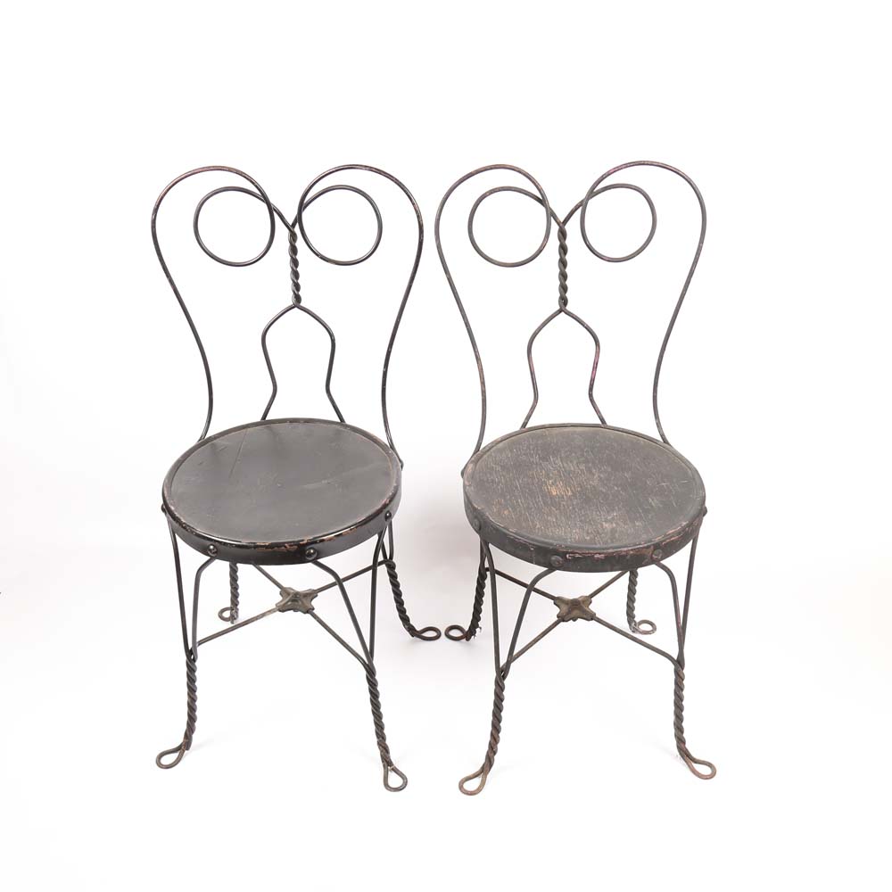 Vintage Wrought Iron Ice Cream Parlor Chairs