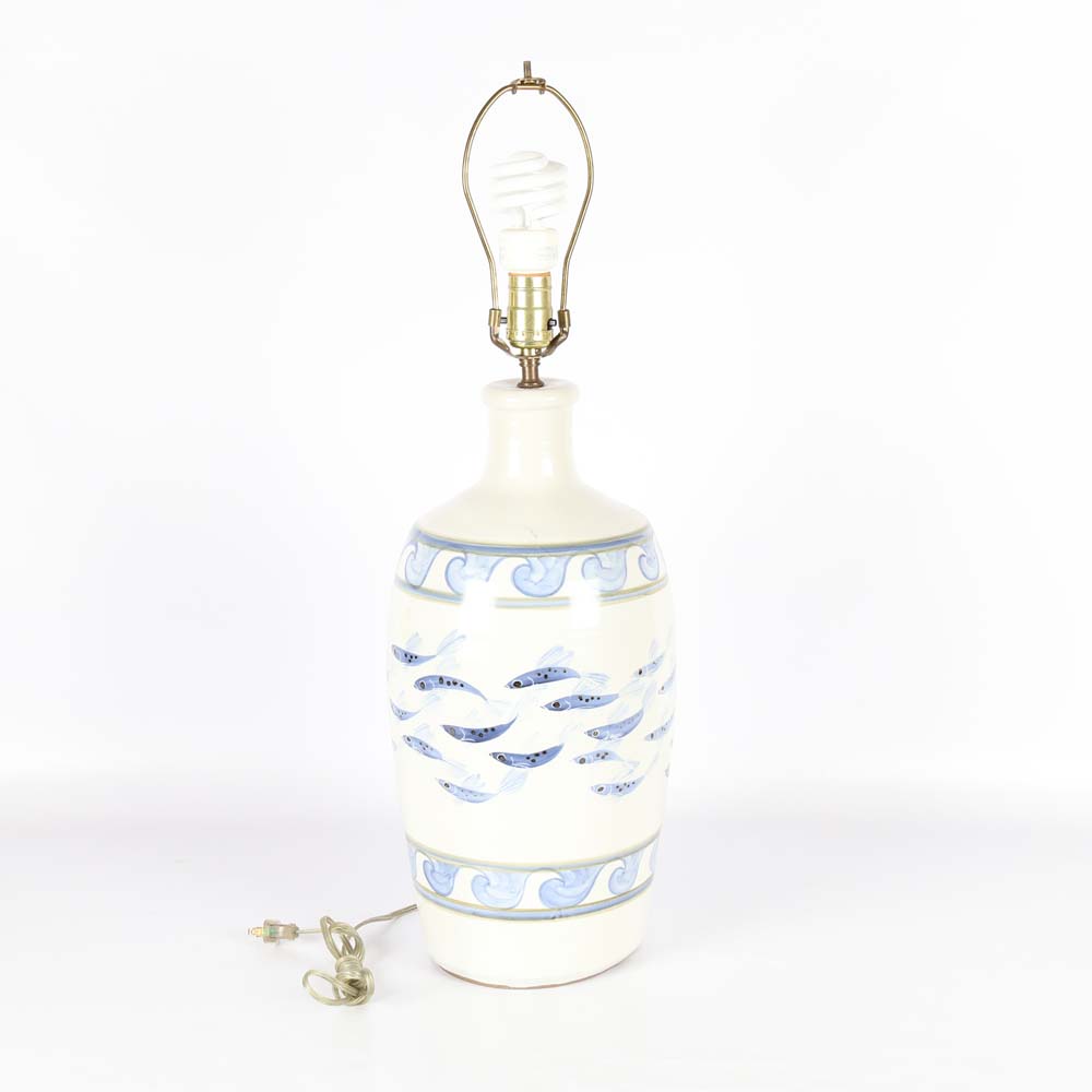 Blue and White Pottery Lamp
