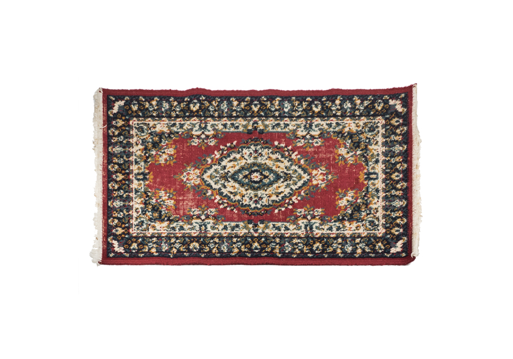 Machine-Made Persian Inspired Accent Rug in Red and Blue