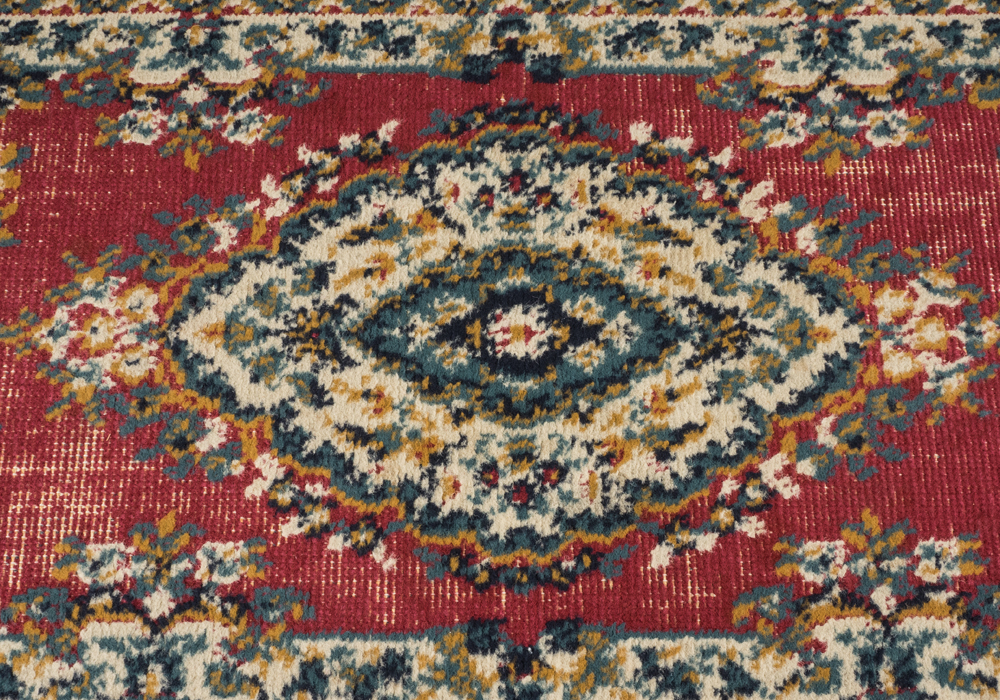 Machine-Made Persian Inspired Accent Rug in Red and Blue