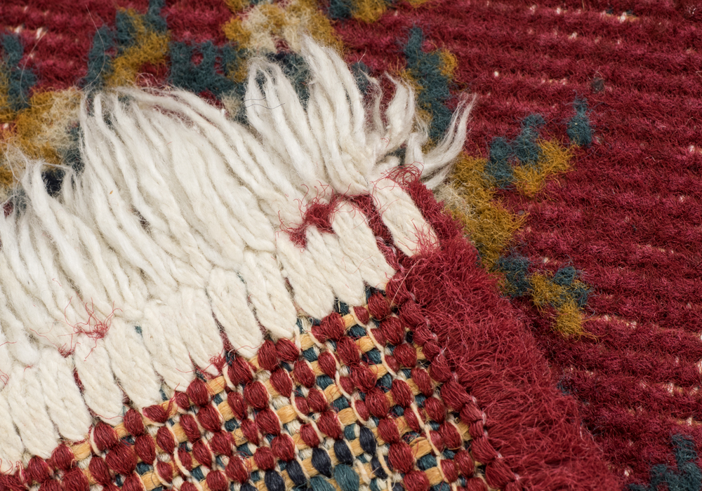 Machine-Made Persian Inspired Accent Rug in Red and Blue