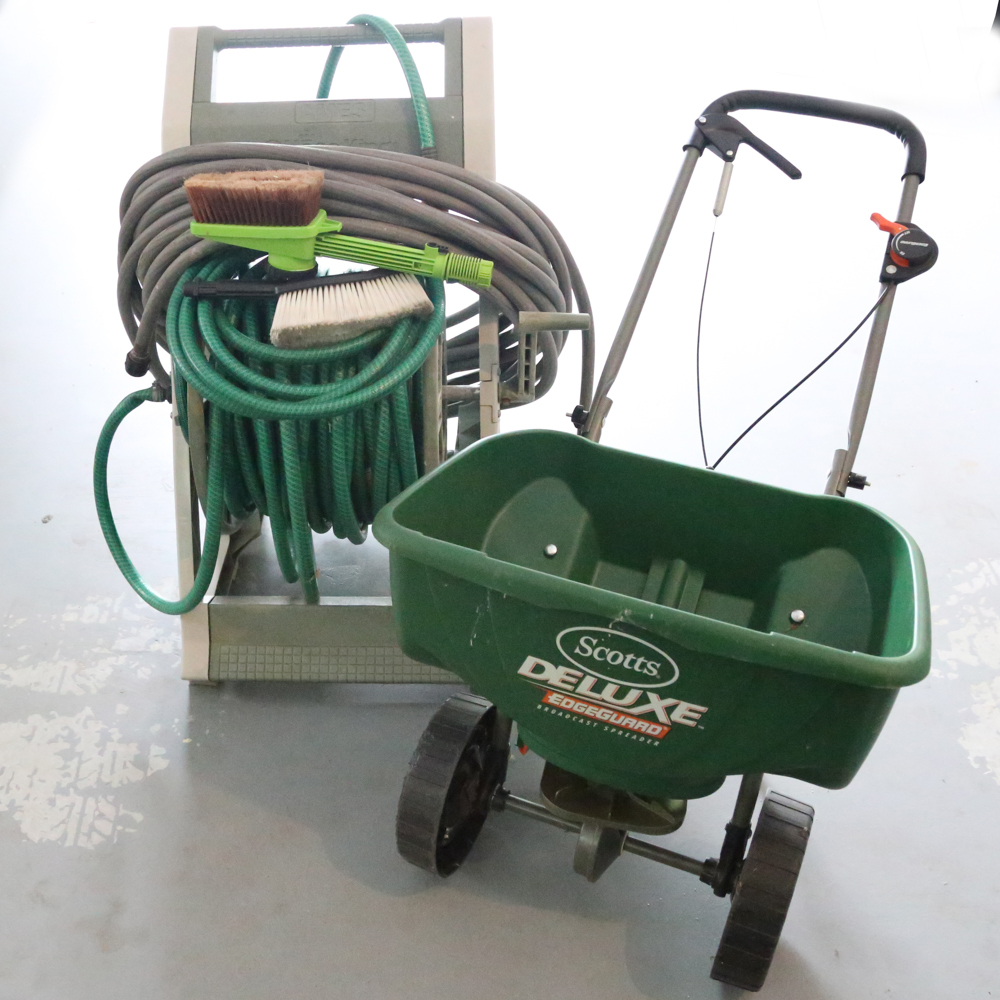 Garden Hoses and Scotts Deluxe Spreader
