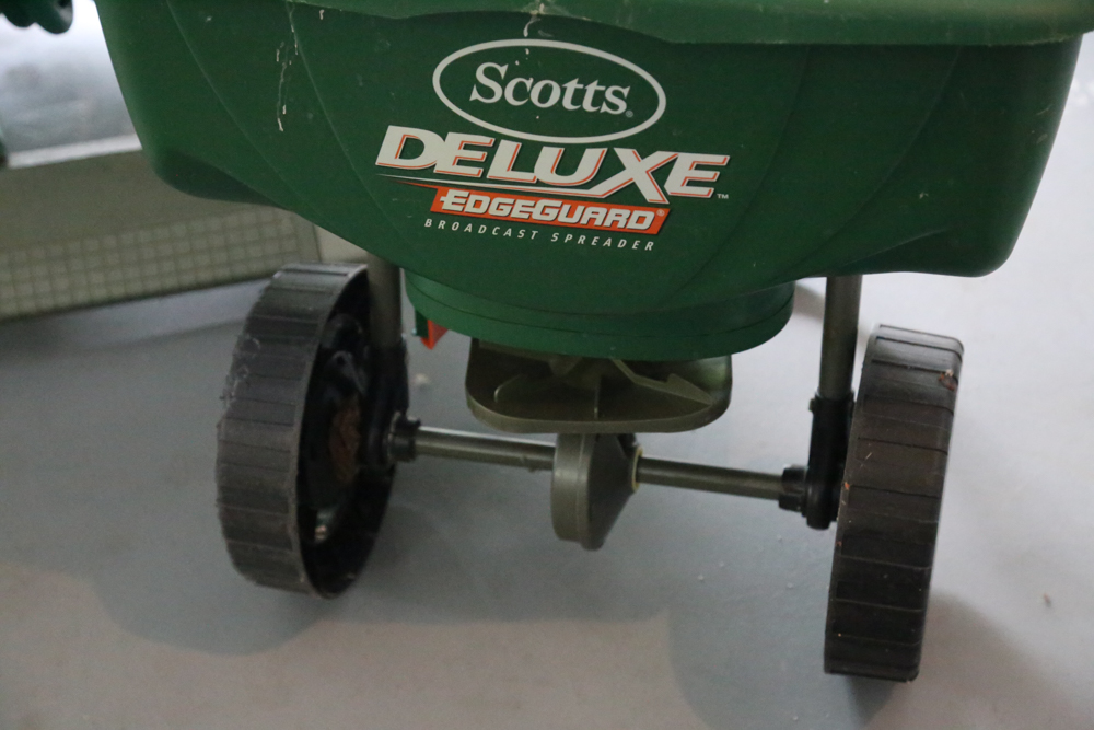 Garden Hoses and Scotts Deluxe Spreader