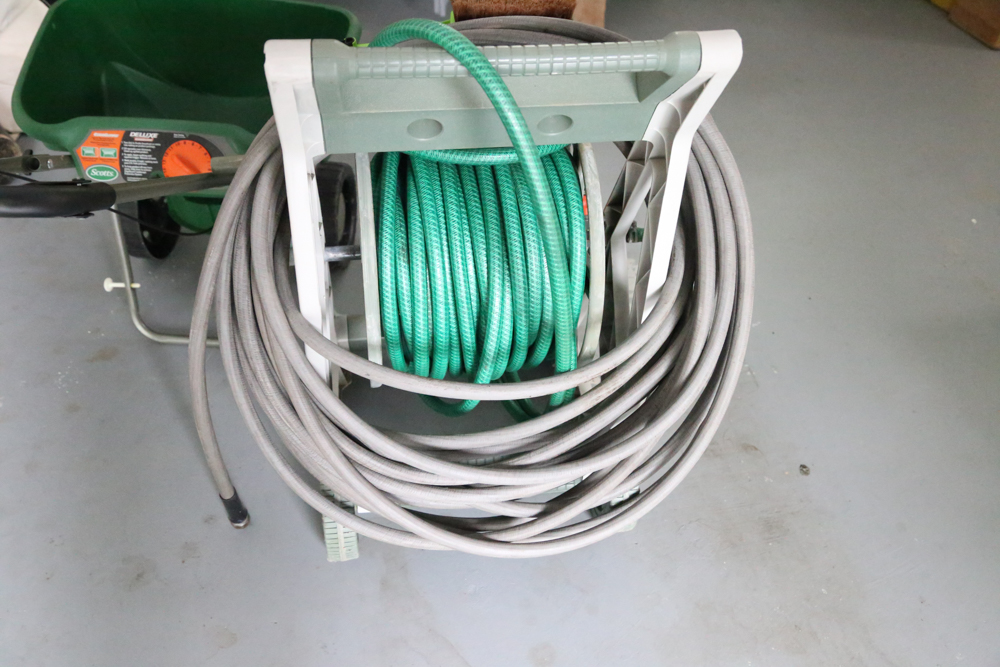 Garden Hoses and Scotts Deluxe Spreader