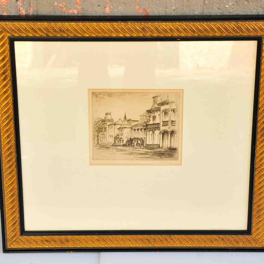 Antique Elizabeth Searcy Signed Etching