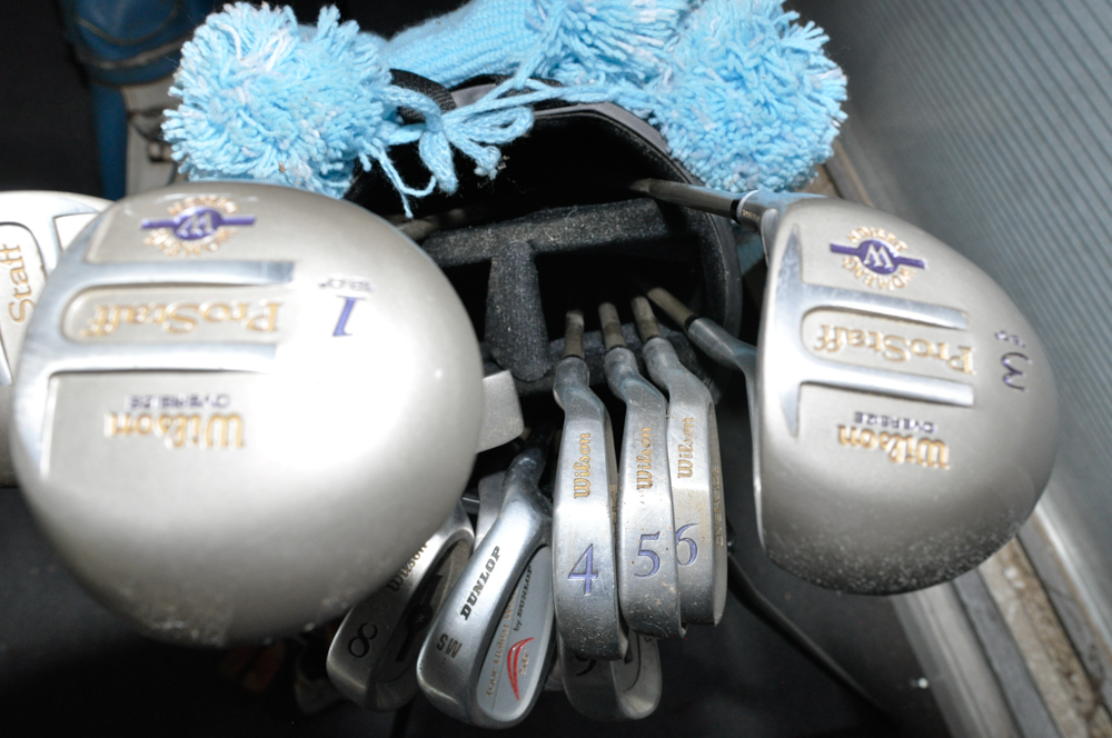 Set of Vintage Golf Clubs, Bags, and Equipment