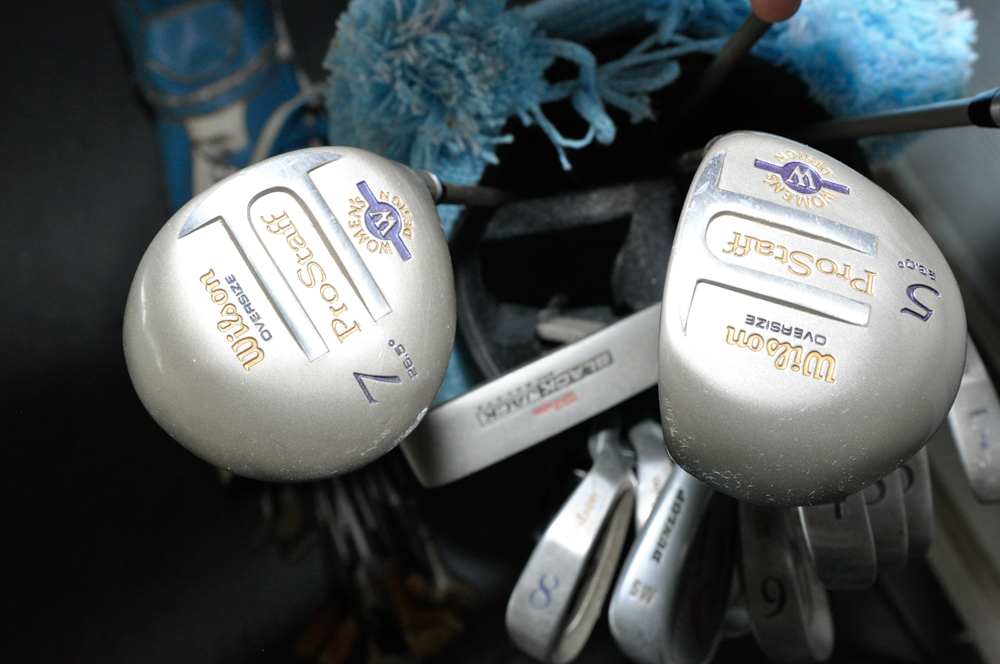 Set of Vintage Golf Clubs, Bags, and Equipment