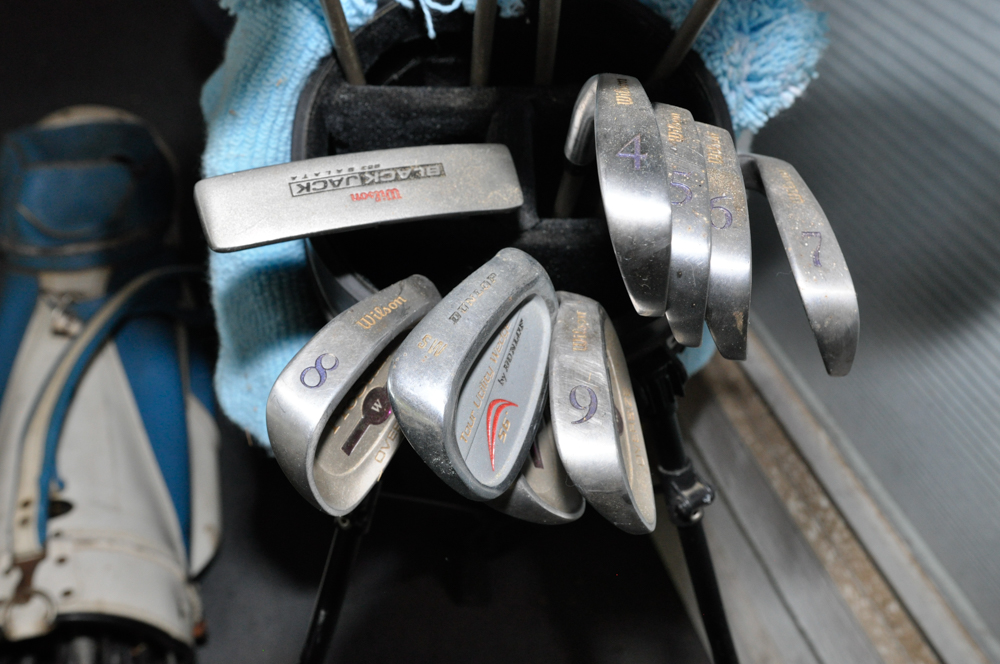 Set of Vintage Golf Clubs, Bags, and Equipment