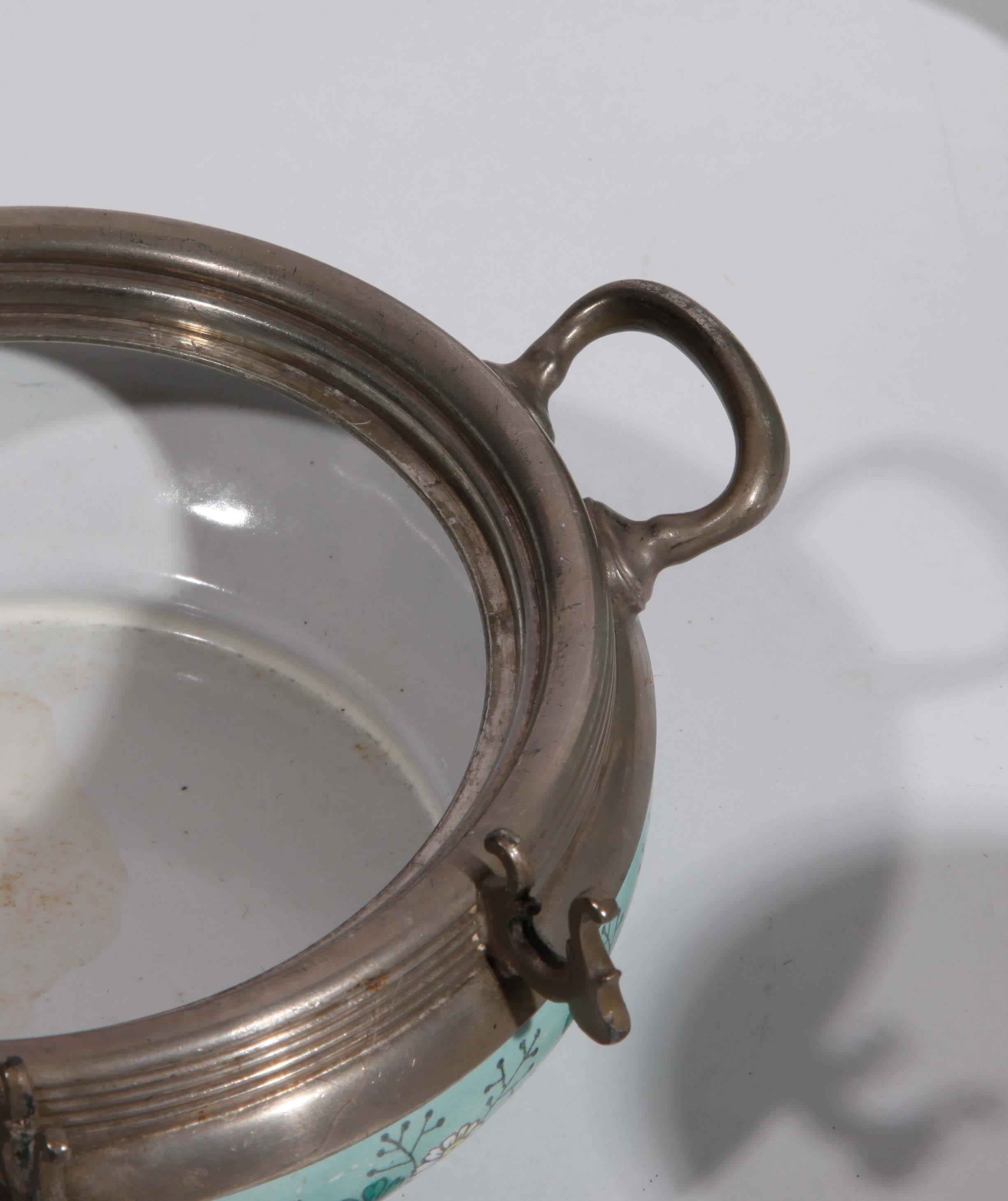 German Porcelain and Pewter Tea Set