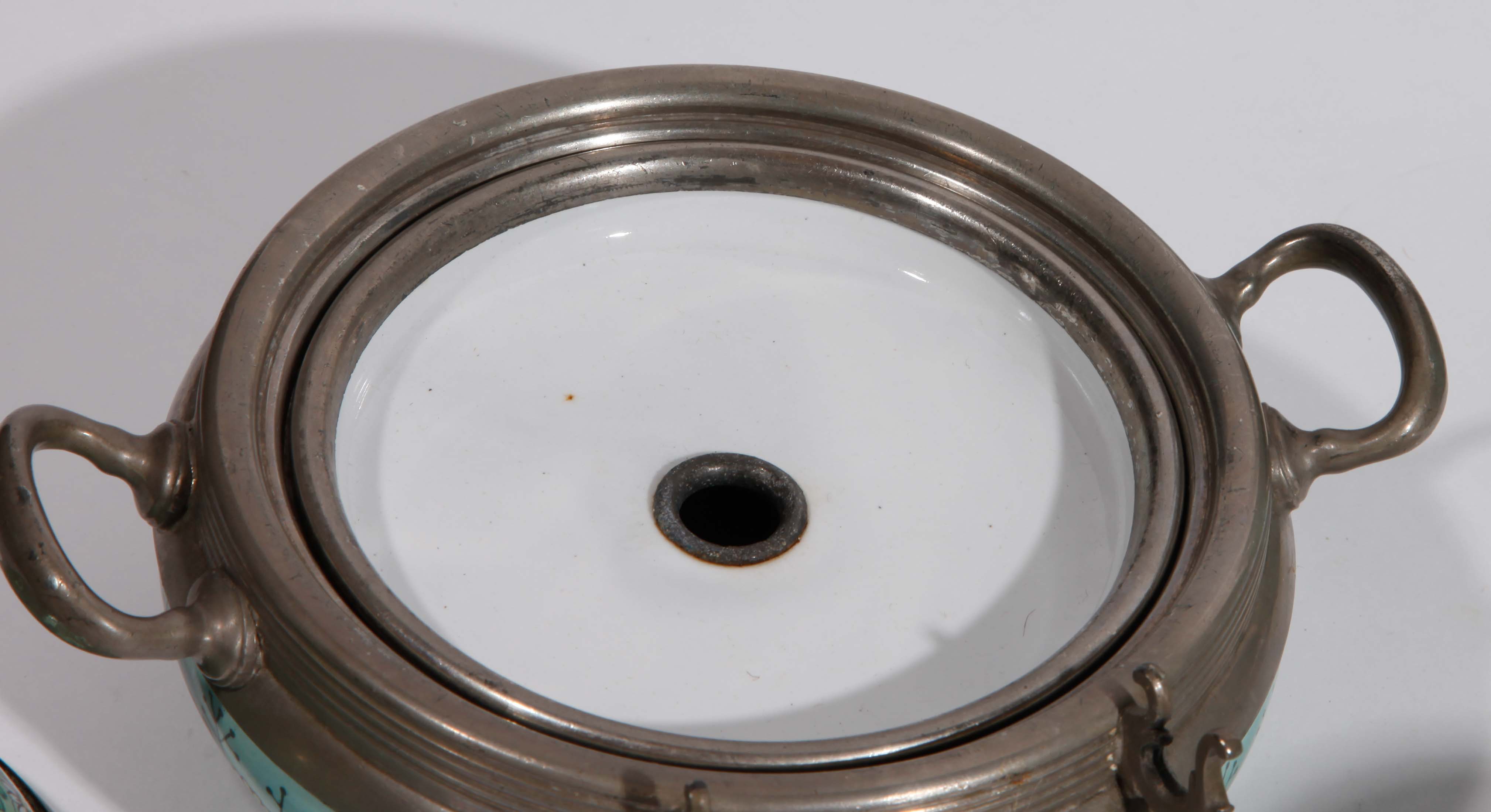 German Porcelain and Pewter Tea Set