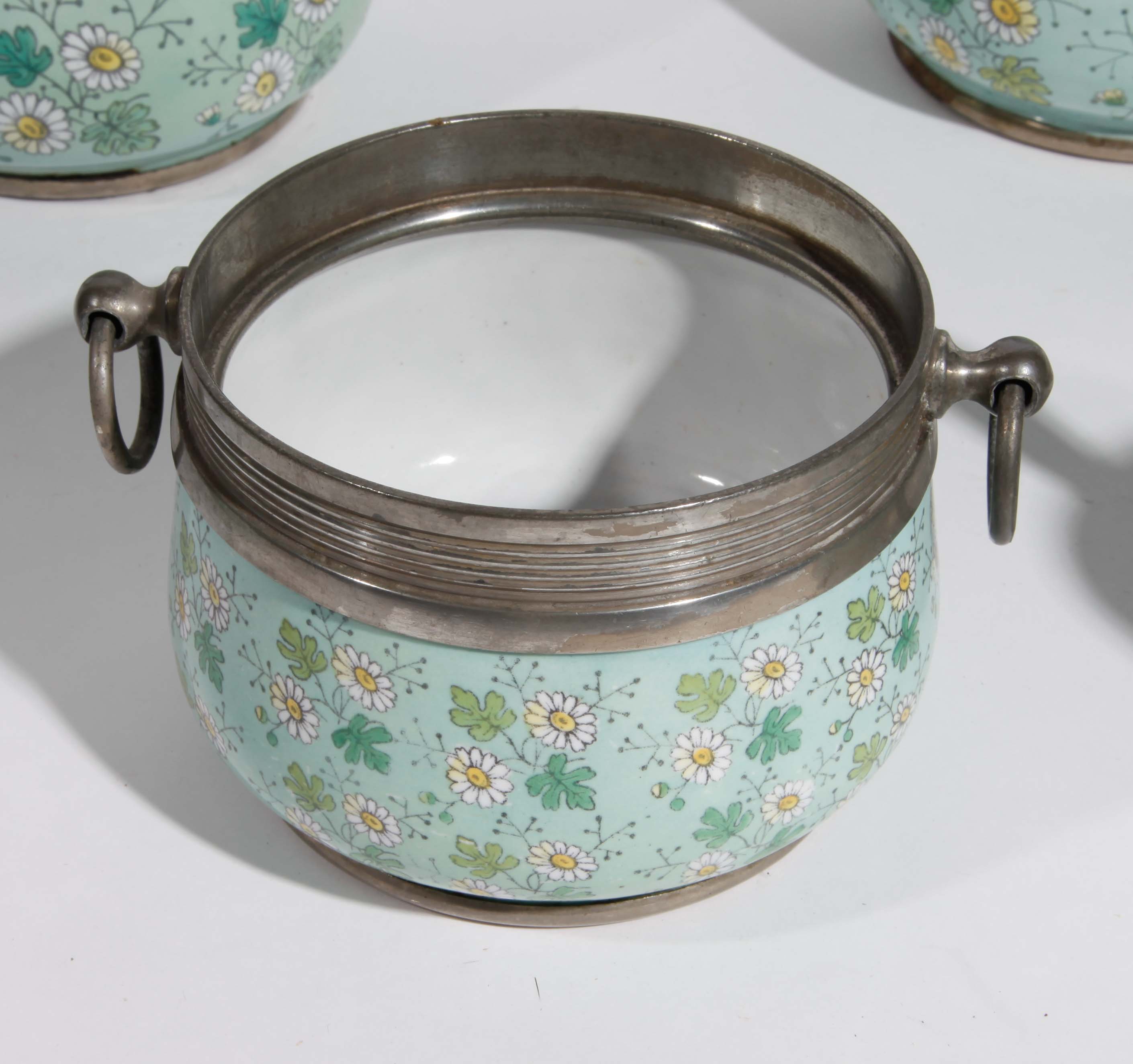 German Porcelain and Pewter Tea Set