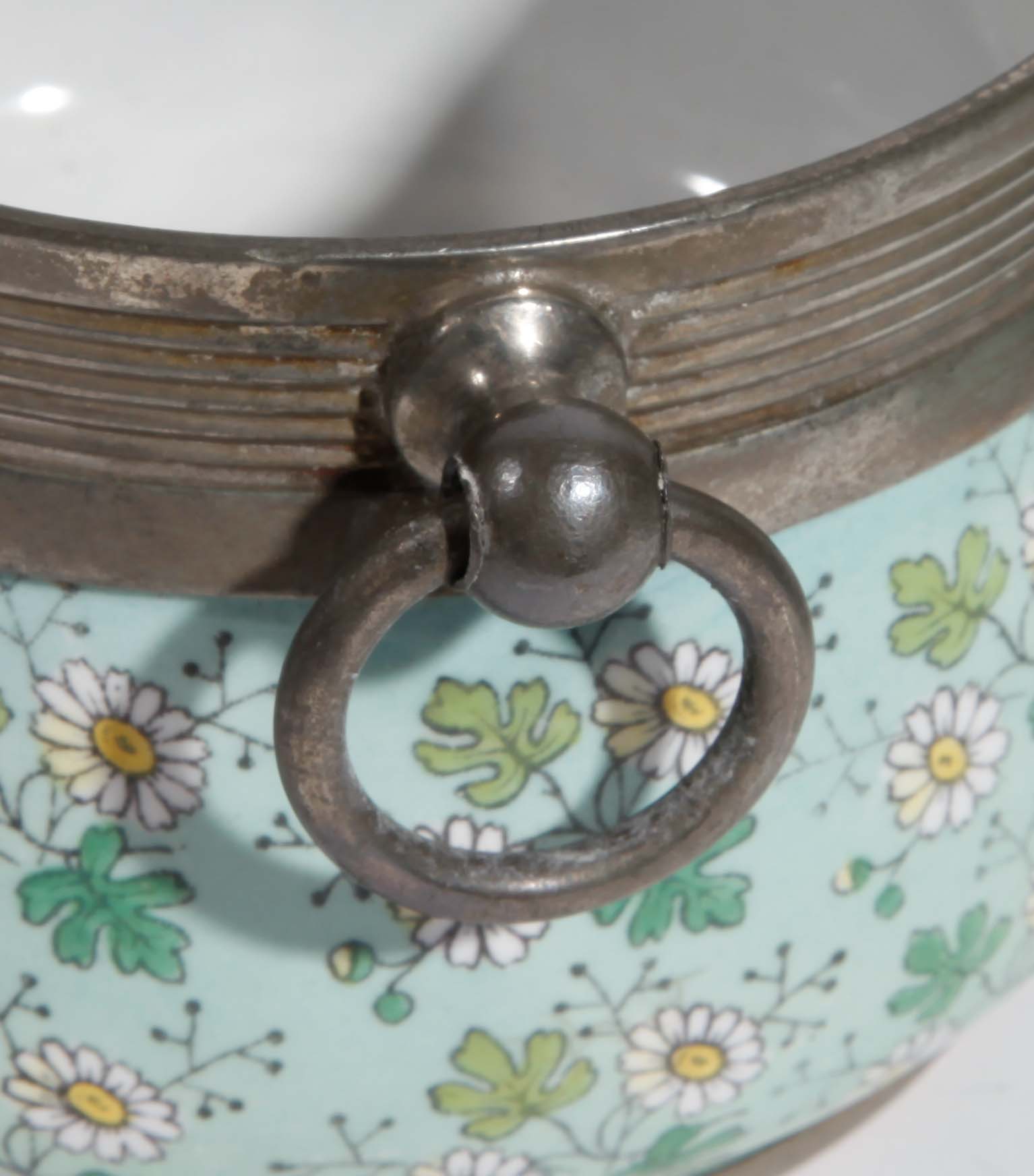 German Porcelain and Pewter Tea Set