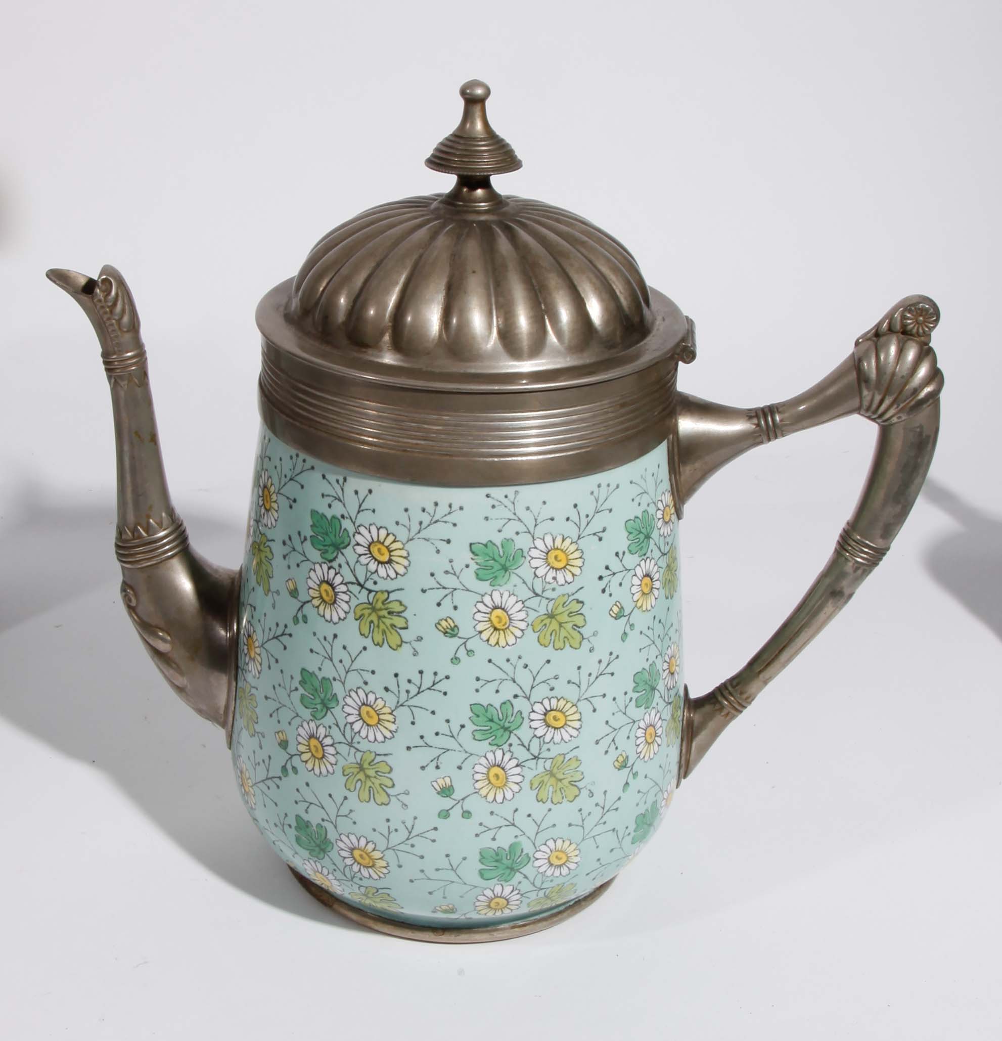 German Porcelain and Pewter Tea Set