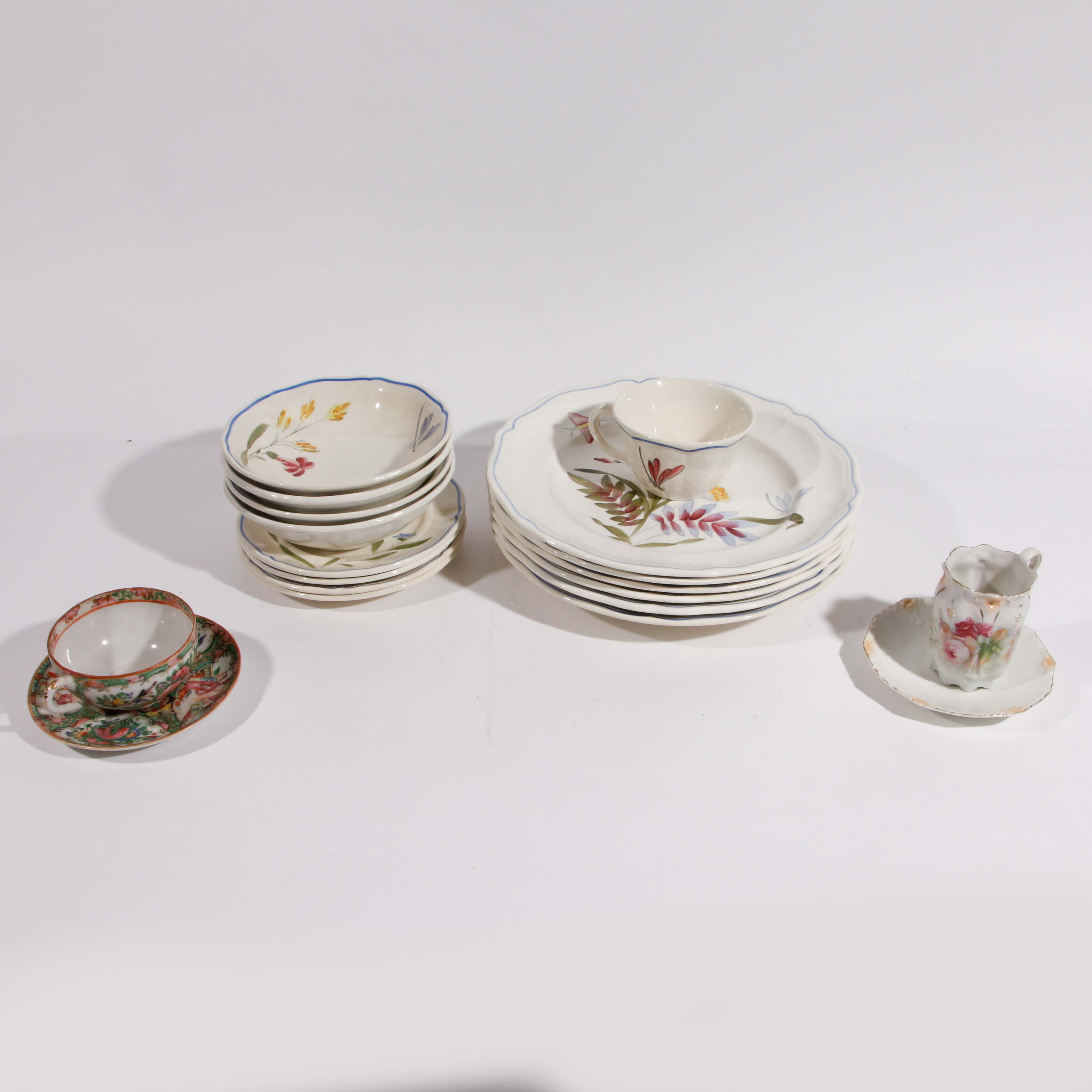 Collection of Teacups and Plates, French and German