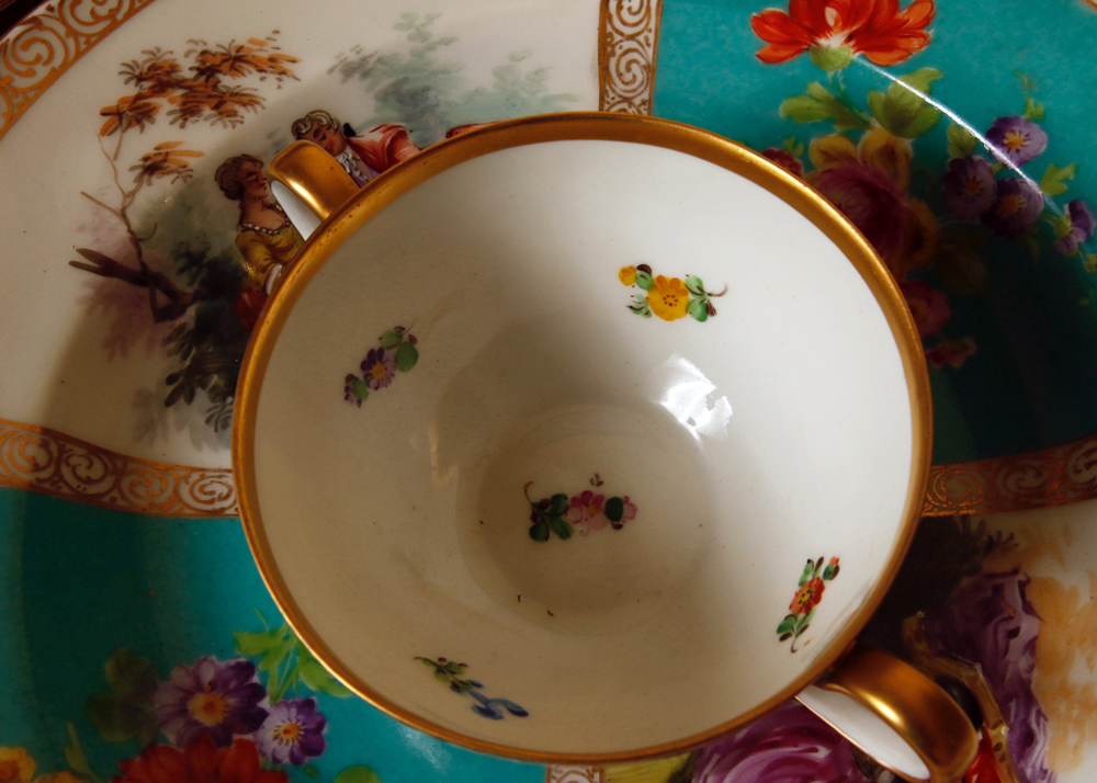 Set of Antique Dresden "Watteau" China Dishes