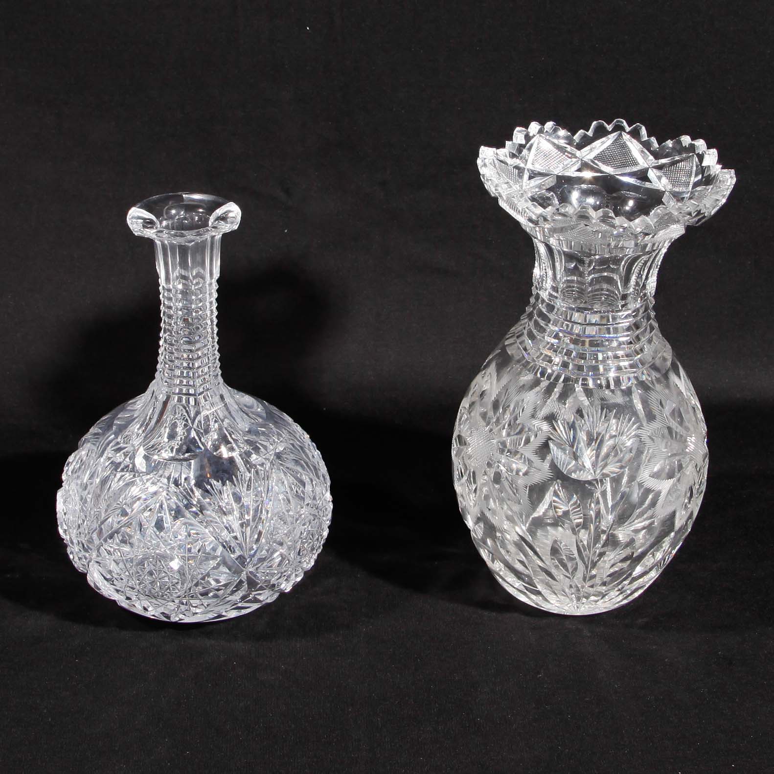 Grouping of Cut Glass Decanter and Vase