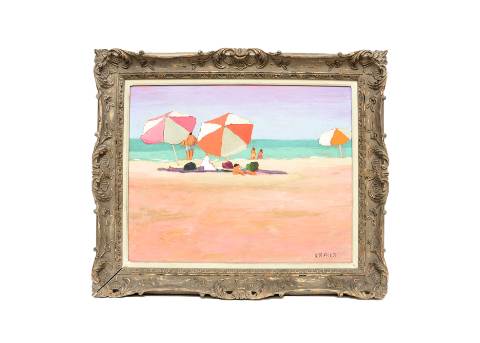 Harold Kraus Original Oil On Board, Titled "At the Beach"