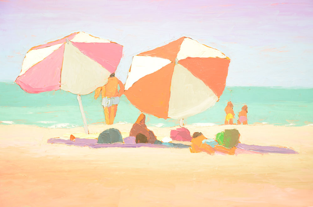 Harold Kraus Original Oil On Board, Titled "At the Beach"