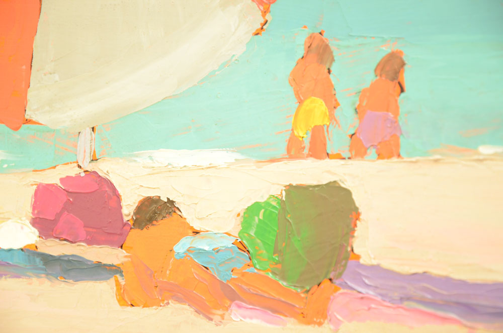 Harold Kraus Original Oil On Board, Titled "At the Beach"