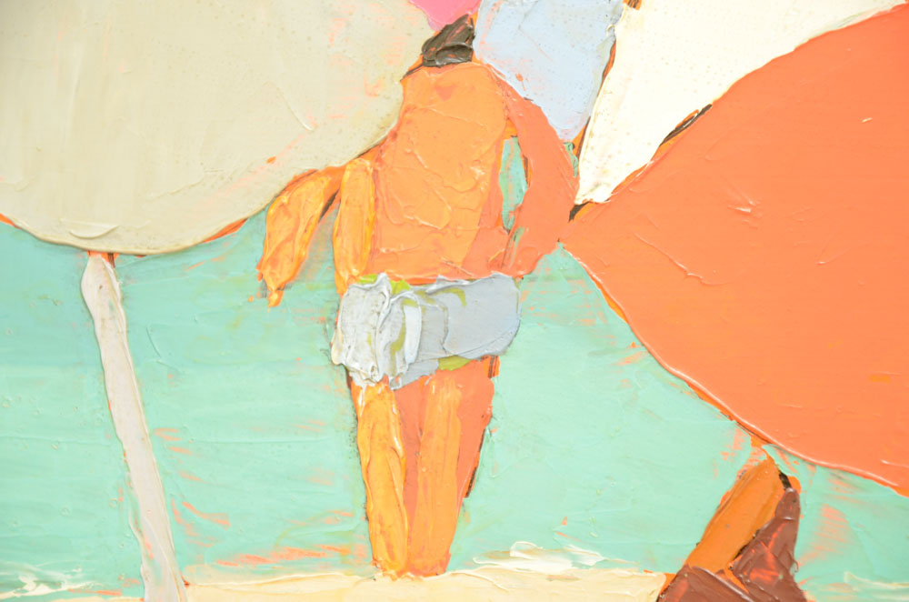 Harold Kraus Original Oil On Board, Titled "At the Beach"