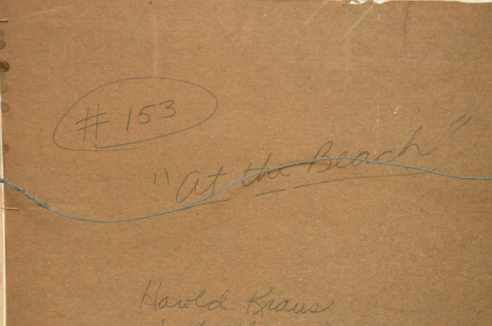 Harold Kraus Original Oil On Board, Titled "At the Beach"