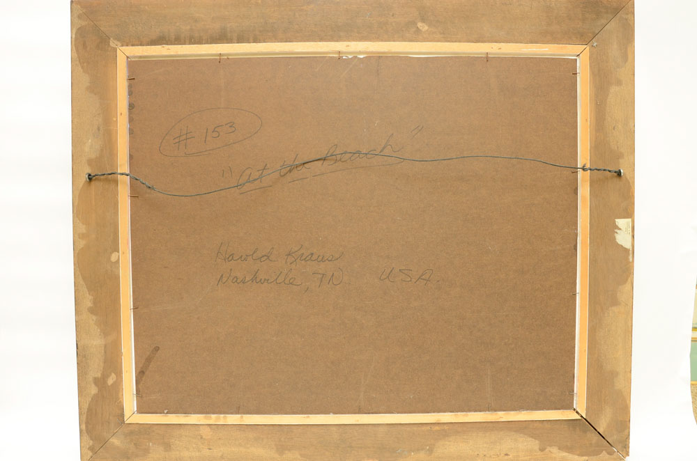 Harold Kraus Original Oil On Board, Titled "At the Beach"