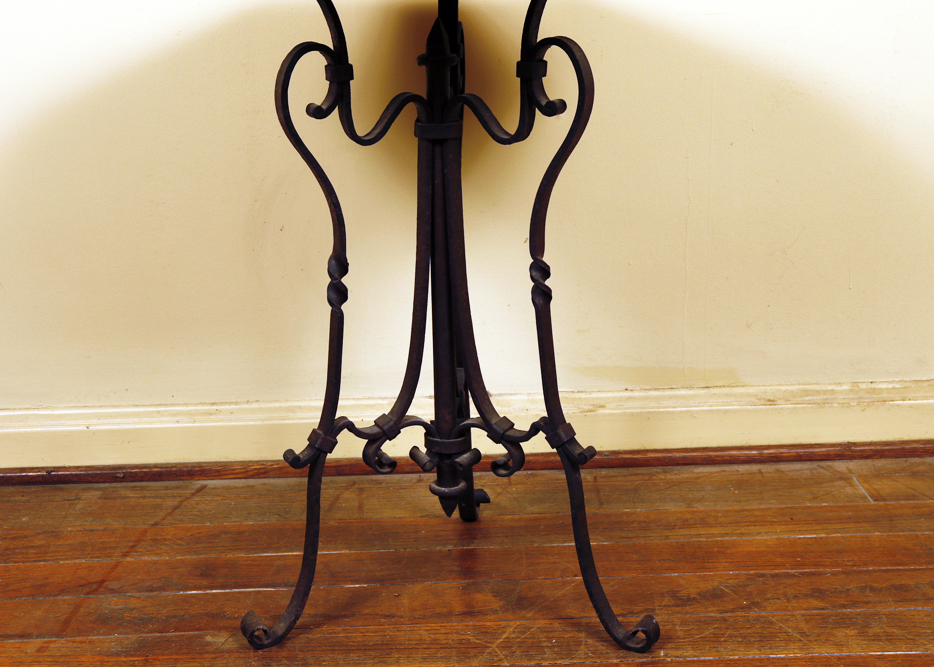 Pietra Dura Side Table with Wrought Iron Base