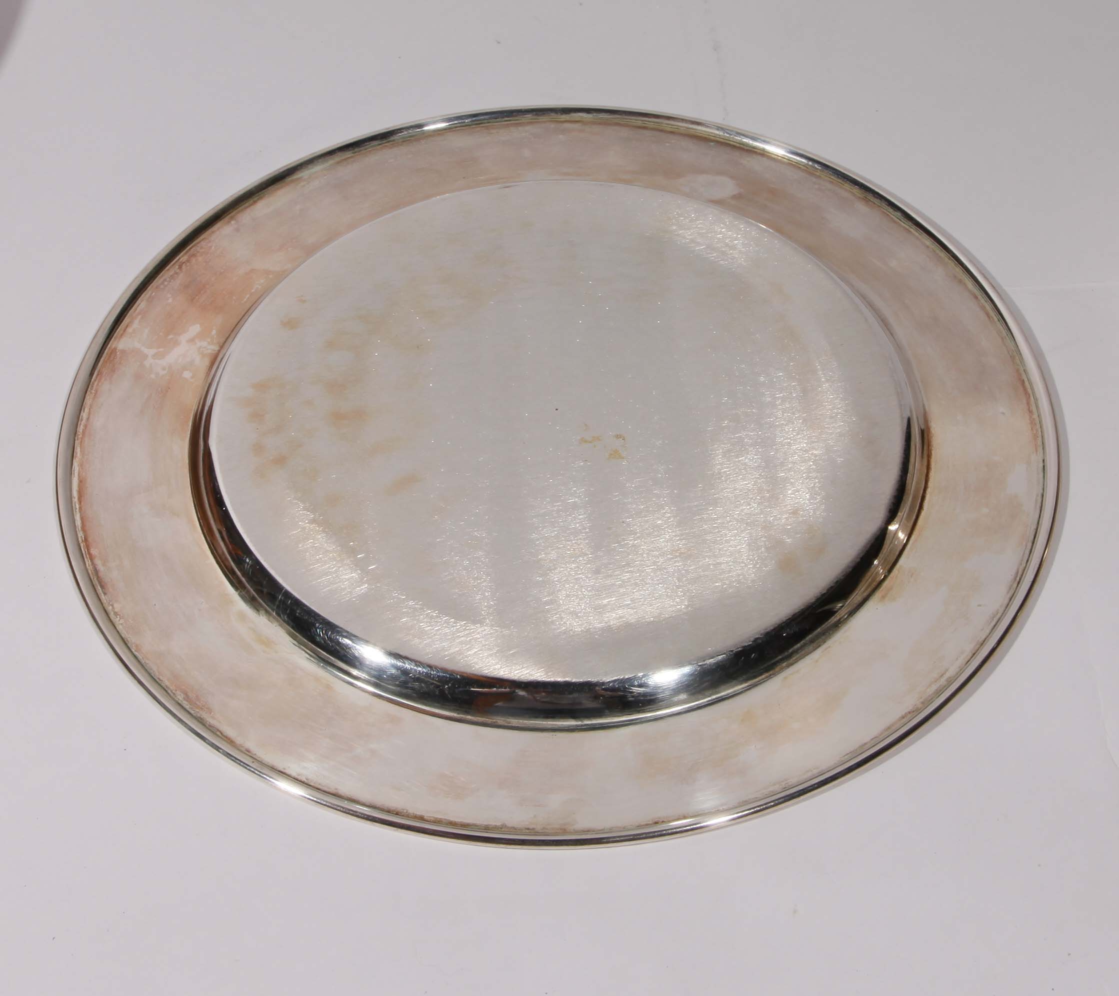 Grouping of an Old Copper Offetory Plate and Metal Chargers