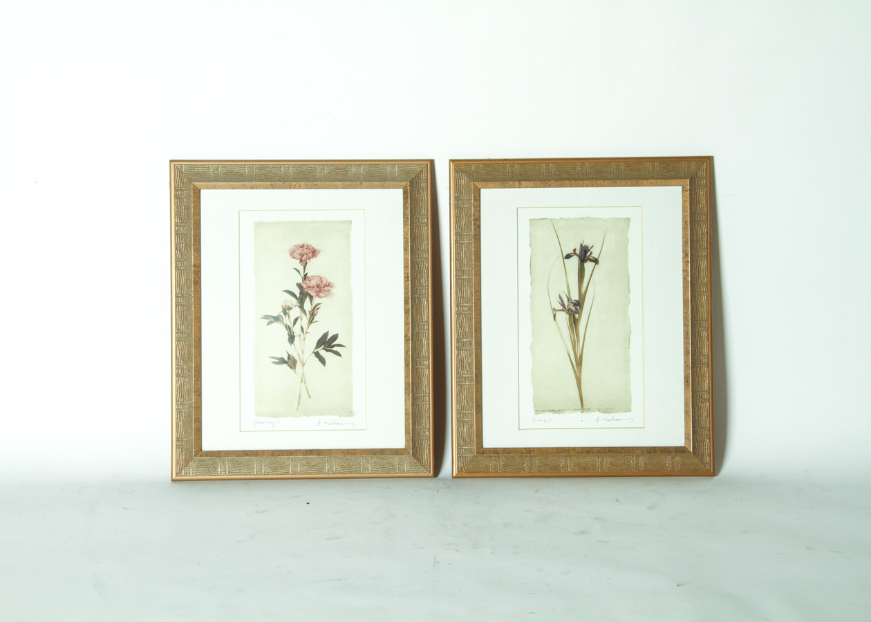 Pair of Framed Floral Art Prints by A. Melion