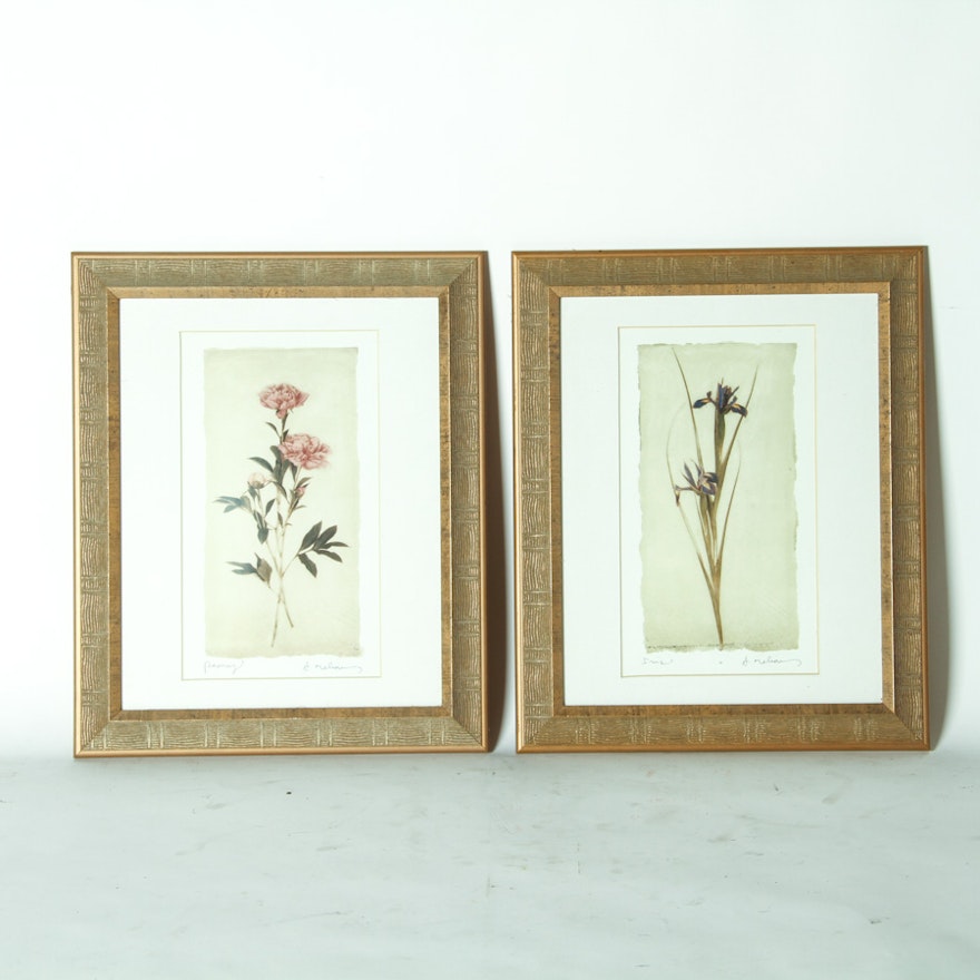 Pair of Framed Floral Art Prints by A. Melion