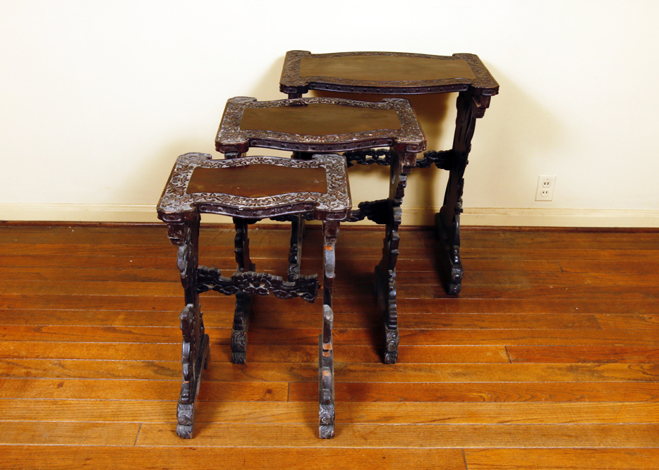 Set of Vintage Chinese Hardwood Nesting Tables