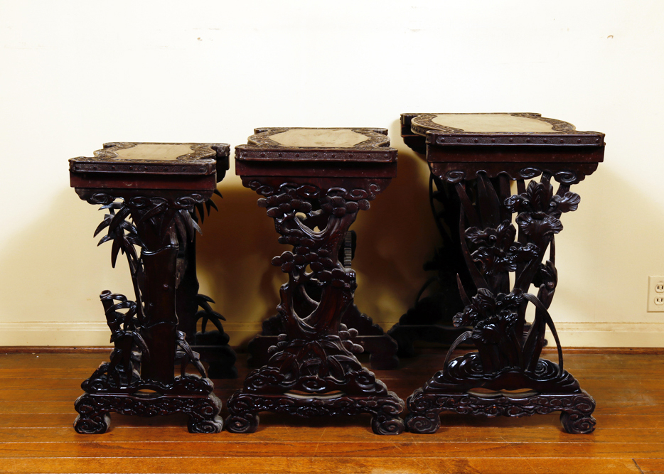 Set of Vintage Chinese Hardwood Nesting Tables