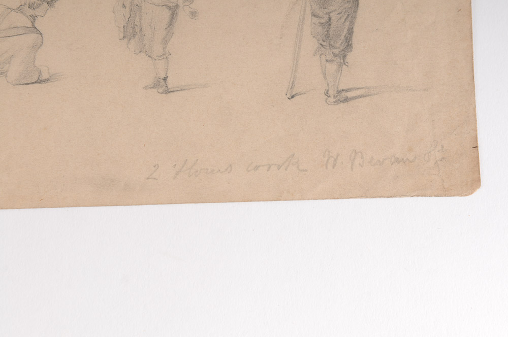 Original Antique Character Study in Pencil by W.Bevan