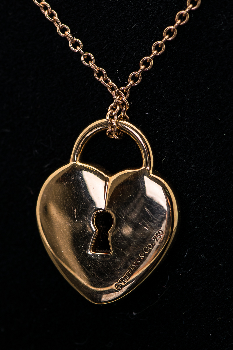 Tiffany & Co. 18K Rose Gold and Diamond Heart Lock Necklace